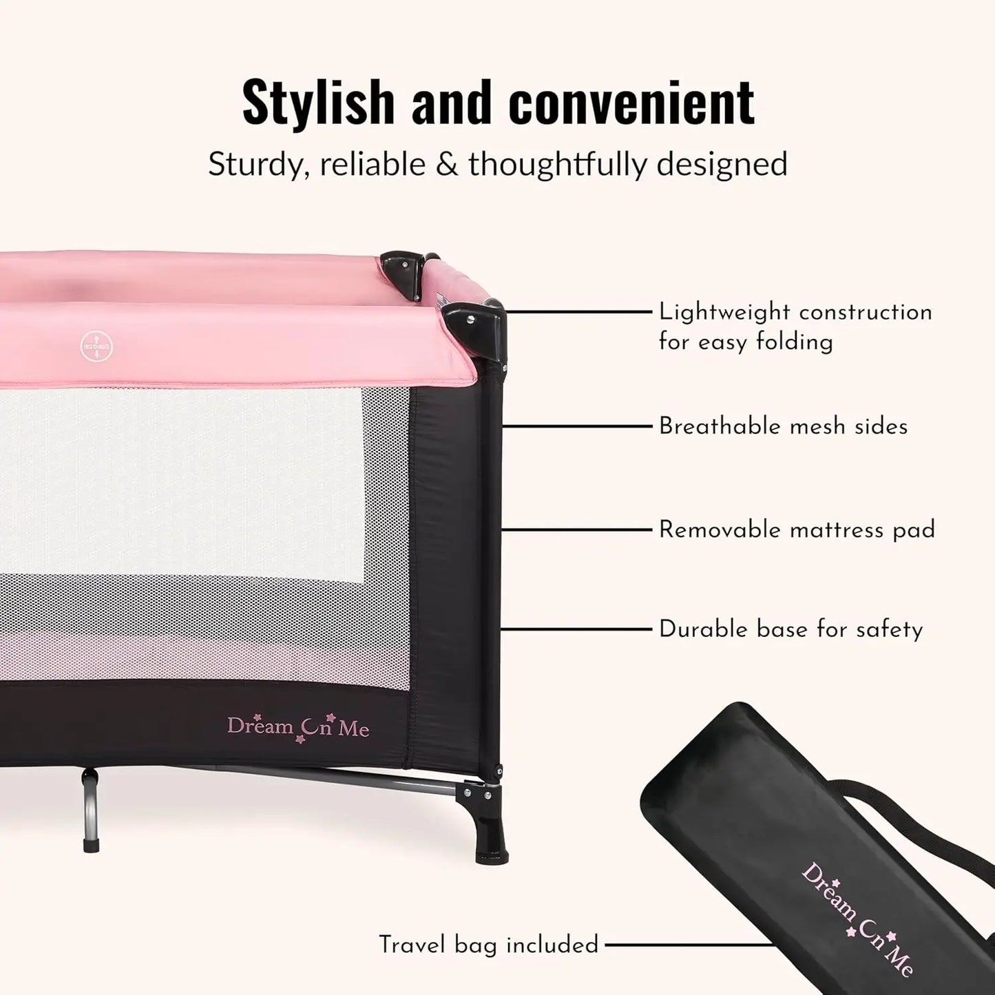 Portable Baby Travel Playard With Mesh Sides And Mattress Pad