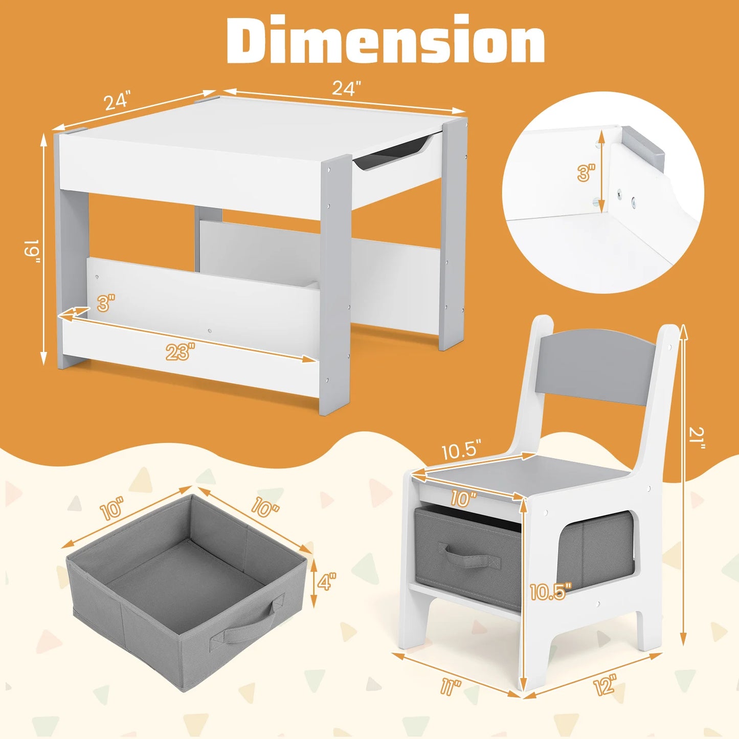 HOMASIS 4-In-1 Kids Table And Chair Set With Side Bookshelves