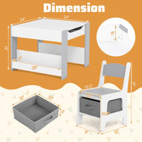 HOMASIS 4-In-1 Kids Table And Chair Set With Side Bookshelves