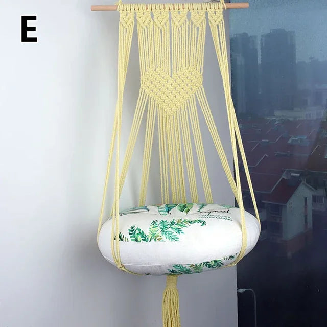 LEZIZI Handwoven Cotton Tapestry Pet Hammock Swing Bed Macrame