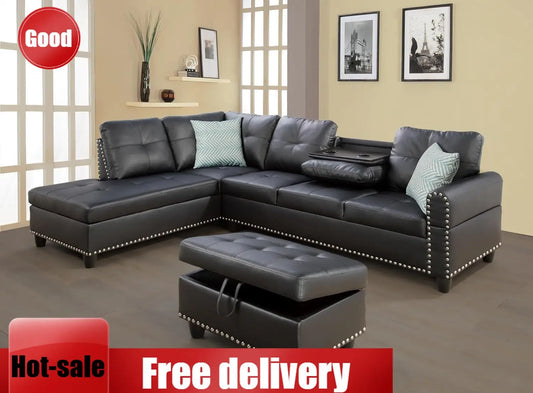 Sectional Sofa Couch Modern 4 Seater With Chaise Lounge Ottoman