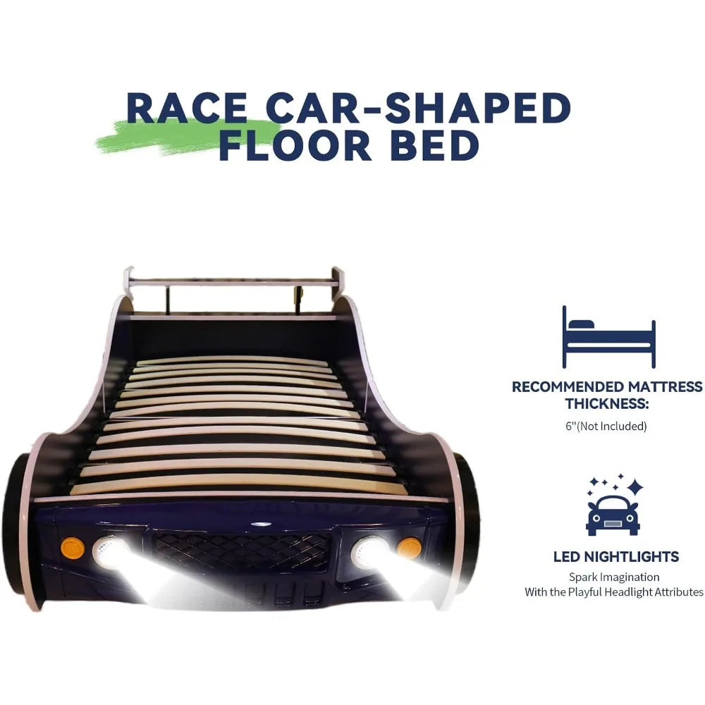 Dafify Hmfule Twin Race Car Bed Frame With LED Lights