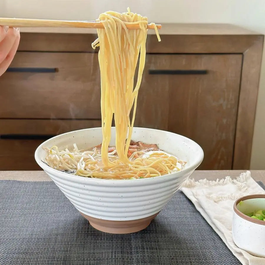 Ceramic Ramen Bowl Set of 2, 45oz Great for Pho, Miso Udon Soup, Instant Noodles, Serving, Thai or Asian Food Microwave Safe Lar