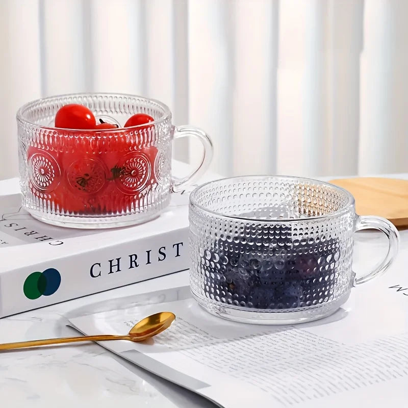 NONEDrinkware 4-Piece Glass Coffee Cup Set With Wooden Lids