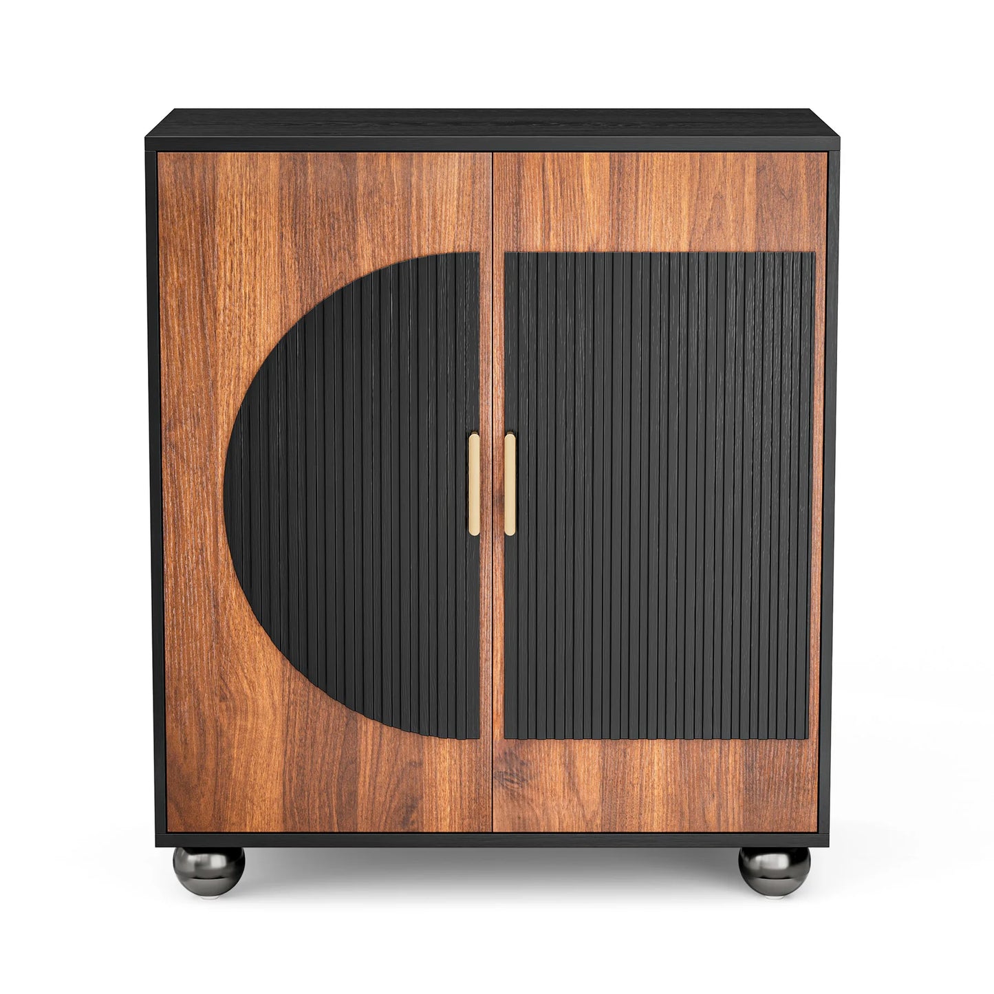 Modular Fluted Buffet Cabinet With Storage Mid Century Modern Sideboard