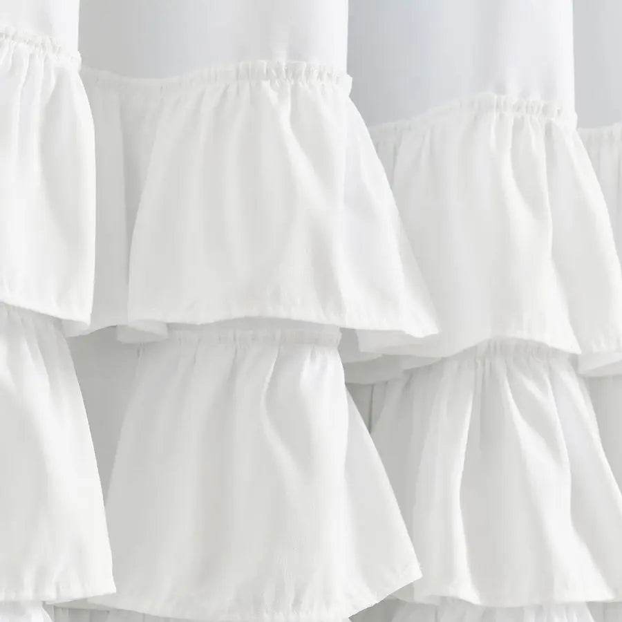 Allison Ruffle 100 Blackout Window Curtain Single 40 W x 84 L White White Blackout Curtains for Bedroom or Nursery Coquette Curt