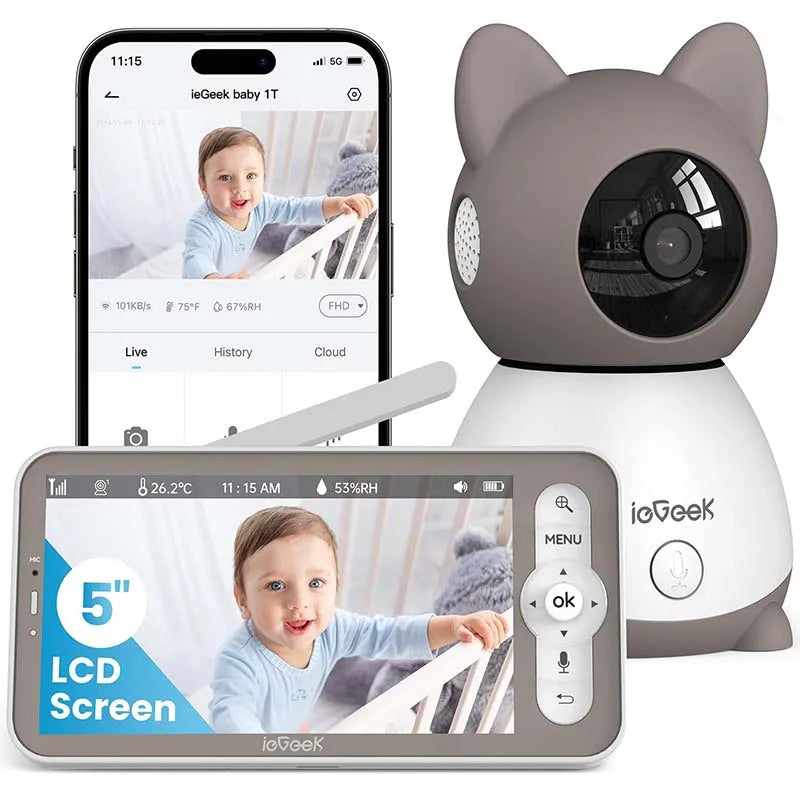 ieGeek Baby Monitor with 2K Camera and Audio - Video Monitor with 5