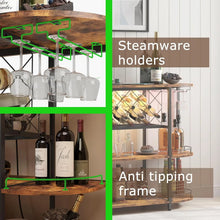 Wine Cabinet Bar Cart Table with Power Socket and LED Light, Three Tiers Coffee Bar Table Wine Rack Liqour Bar with, Customized
