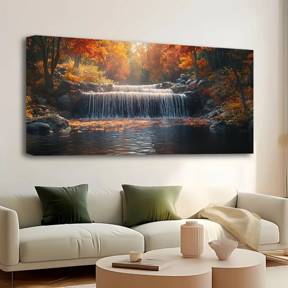 wood frame modern landscape tree painting poster