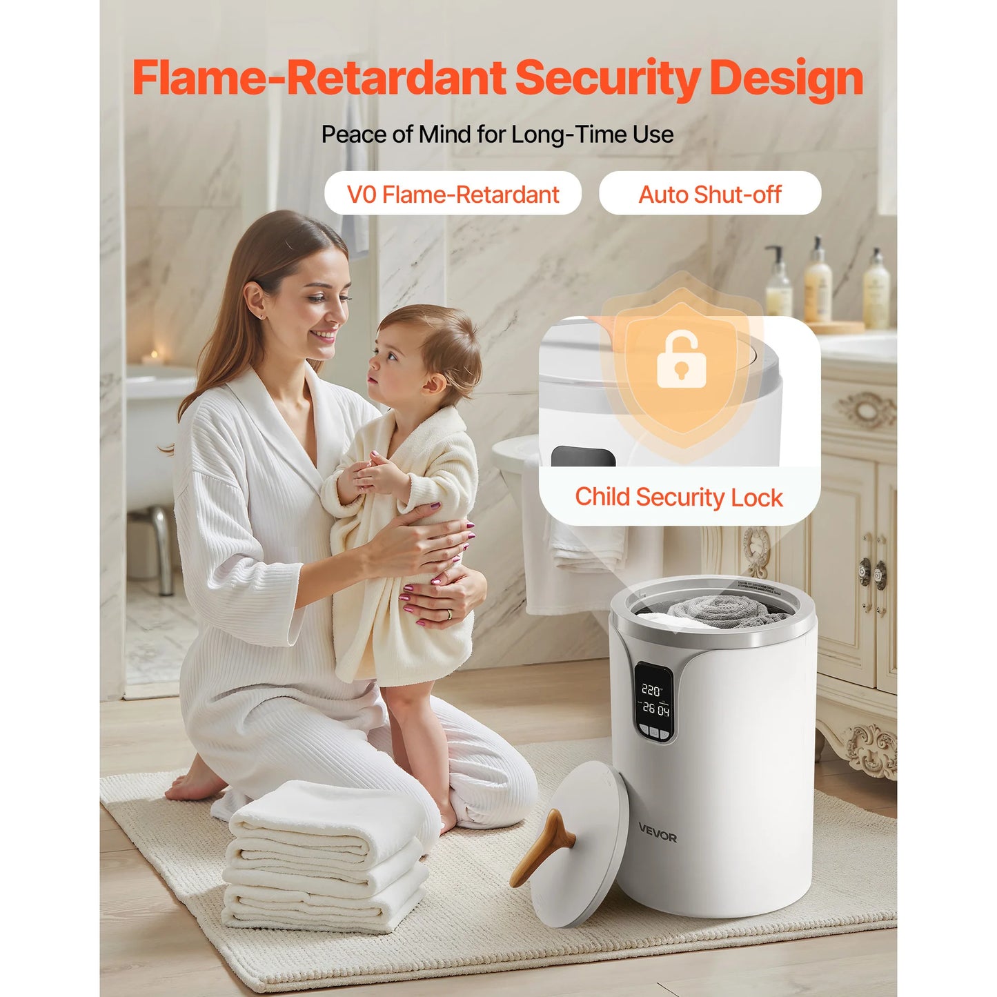 SucceBuy 20L Towel Warmer Bucket With LED Light Timer