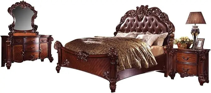 XMSJ Vendome Bedroom Set with Bed, Nightstand, Dresser, Mirror