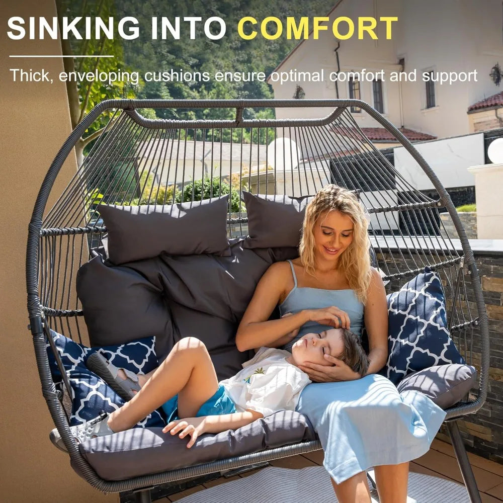 DAFIFY Outdoor Egg Chair Rocking Double Loveseat for Patio