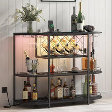 Wine Cabinet Bar Cart Table with Power Socket and LED Light, Three Tiers Coffee Bar Table Wine Rack Liqour Bar with, Customized