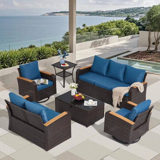 Patio Furniture Set With Swivel Chairs Outdoor Lounge