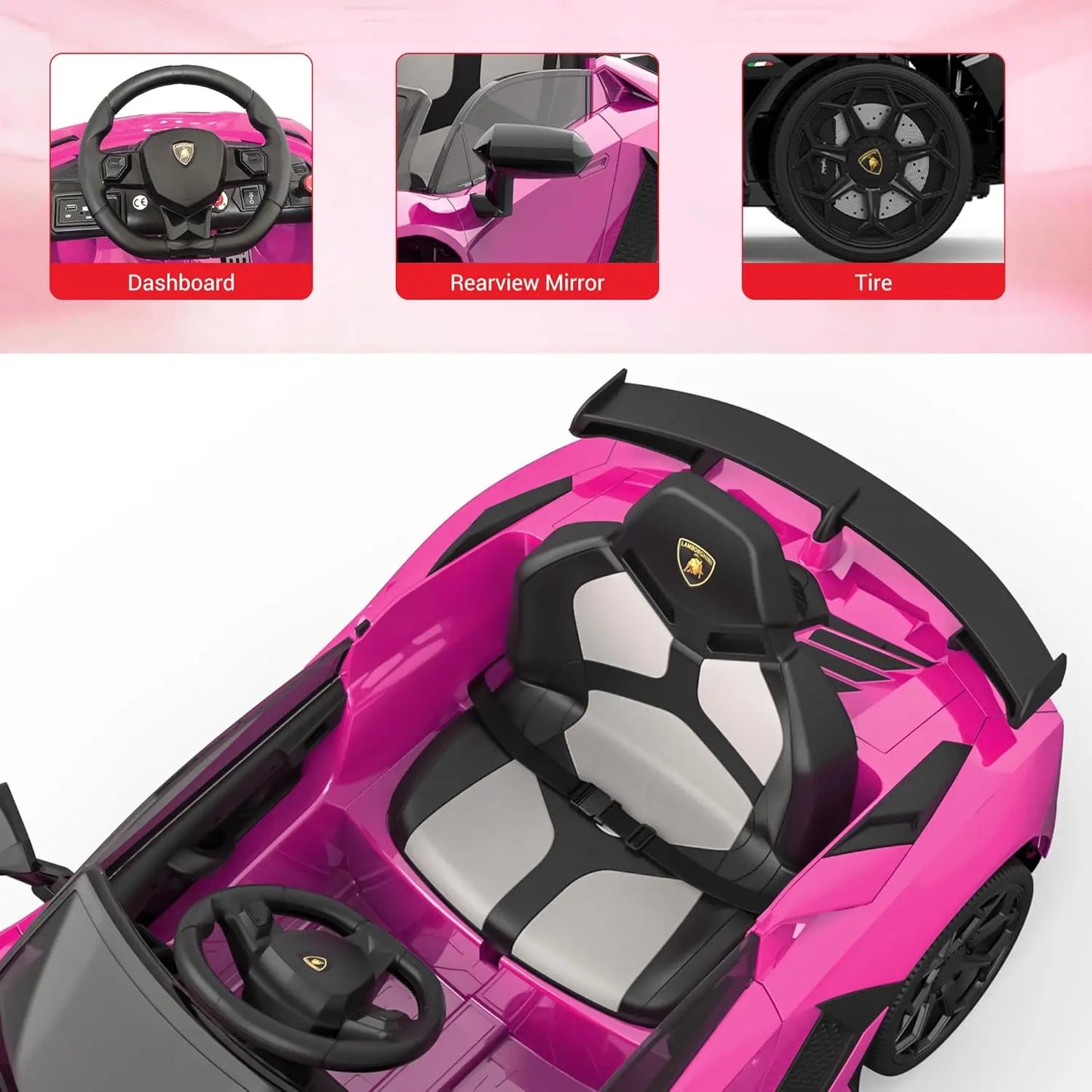 HiMISS Kids Ride On Car With Remote Control 12V Battery