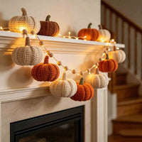 Crochet Pumpkin Garland Fall Harvest Knitted Banner for Mantel Decor