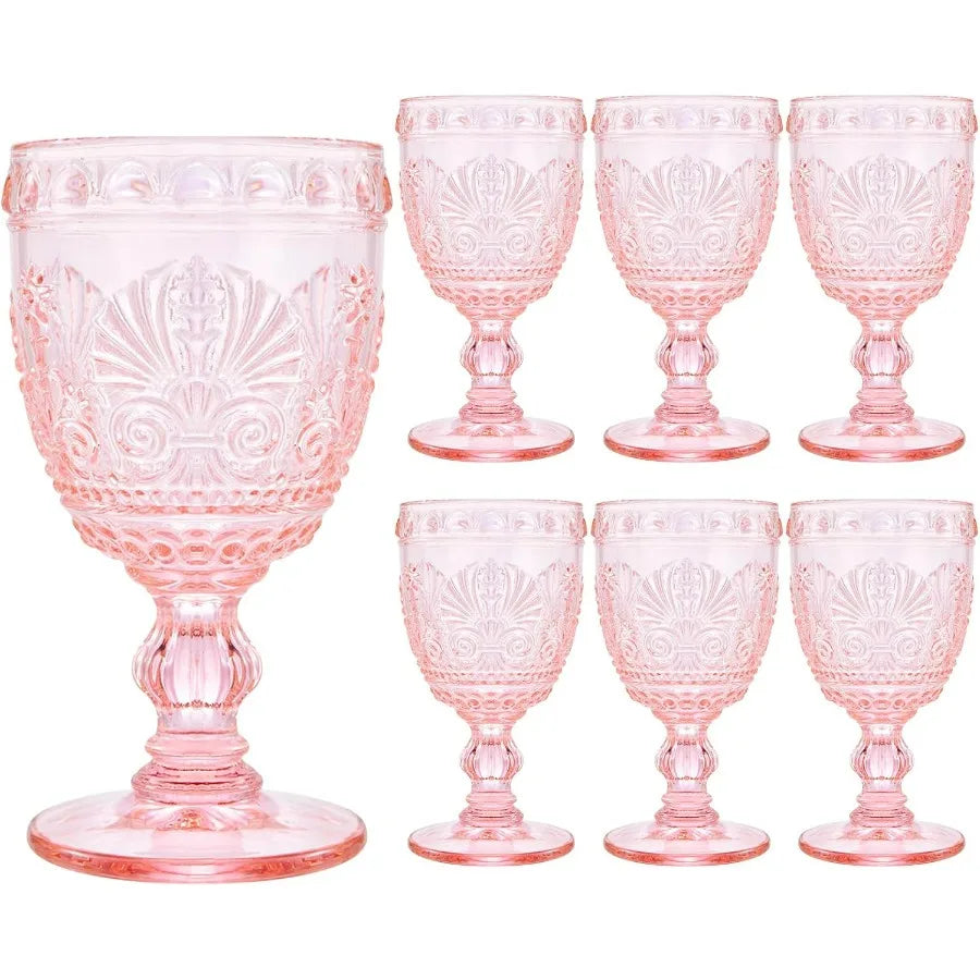 NONEDrinkware Vintage Glassware Goblet Set Durable Wine Glasses