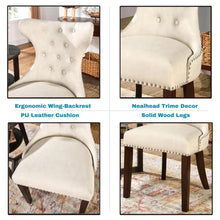 Upholstered Modern Dining Chairs Set of 2, High-end Button-Tufted Leather Dining Room Chairs with Nailhead Trim,, Customized