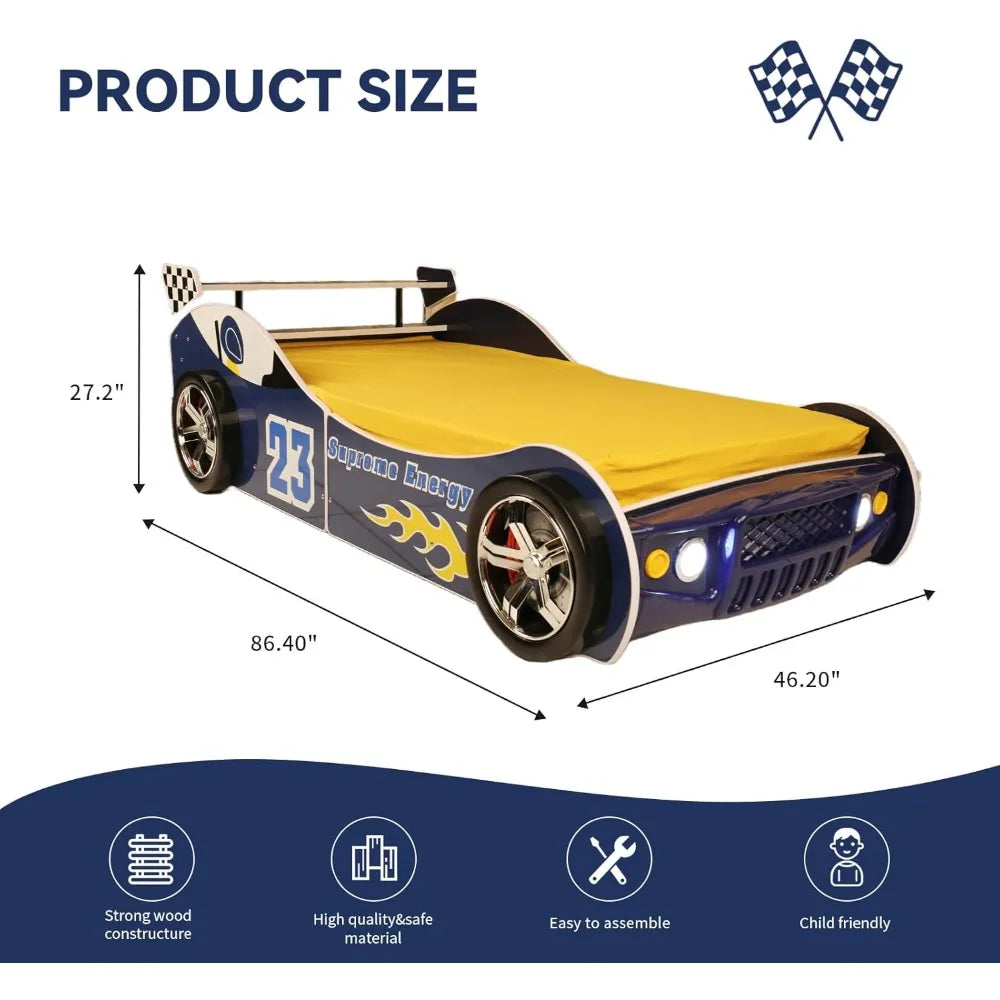 Dafify Hmfule Twin Race Car Bed Frame With LED Lights