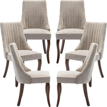 Velvet Upholstered Dining Chairs Set of 6 Mid Century Wood Legs Kitchen Room Easy Assembly Beige 6pcs,Customized