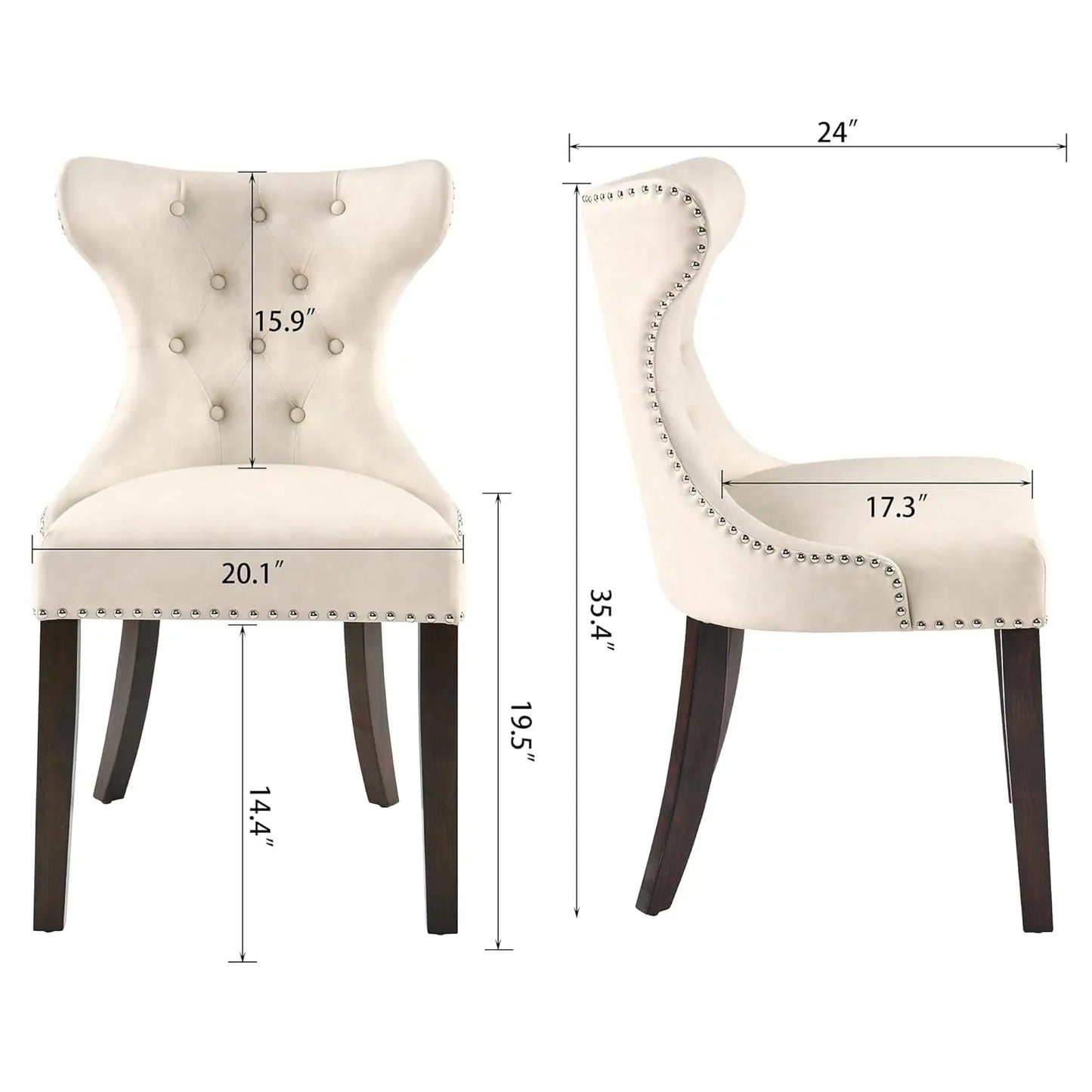 Upholstered Modern Dining Chairs Set of 2, High-end Button-Tufted Leather Dining Room Chairs with Nailhead Trim,, Customized