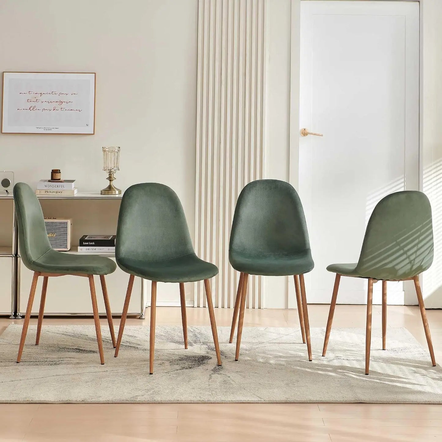 Velvet Dining Chairs Set Of 4 With Metal Legs Modern