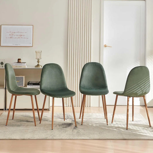 Velvet Dining Chairs Set Of 4 With Metal Legs Modern