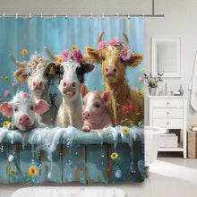 Cute Pig Bath Curtain For Kids Cartoon Animals Polyester