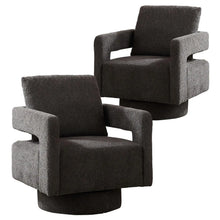 Upholstered Swivel Accent Chair Set Of 2 Linen Open Back Barrel Chair Pillow
