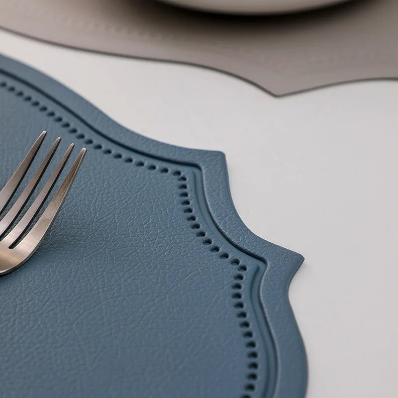 Leather Placemat Tableware Pad Irregular Retro Table Mat Heat Insulation Waterproof and Oil-proof Home Dining PVC Plate Mat