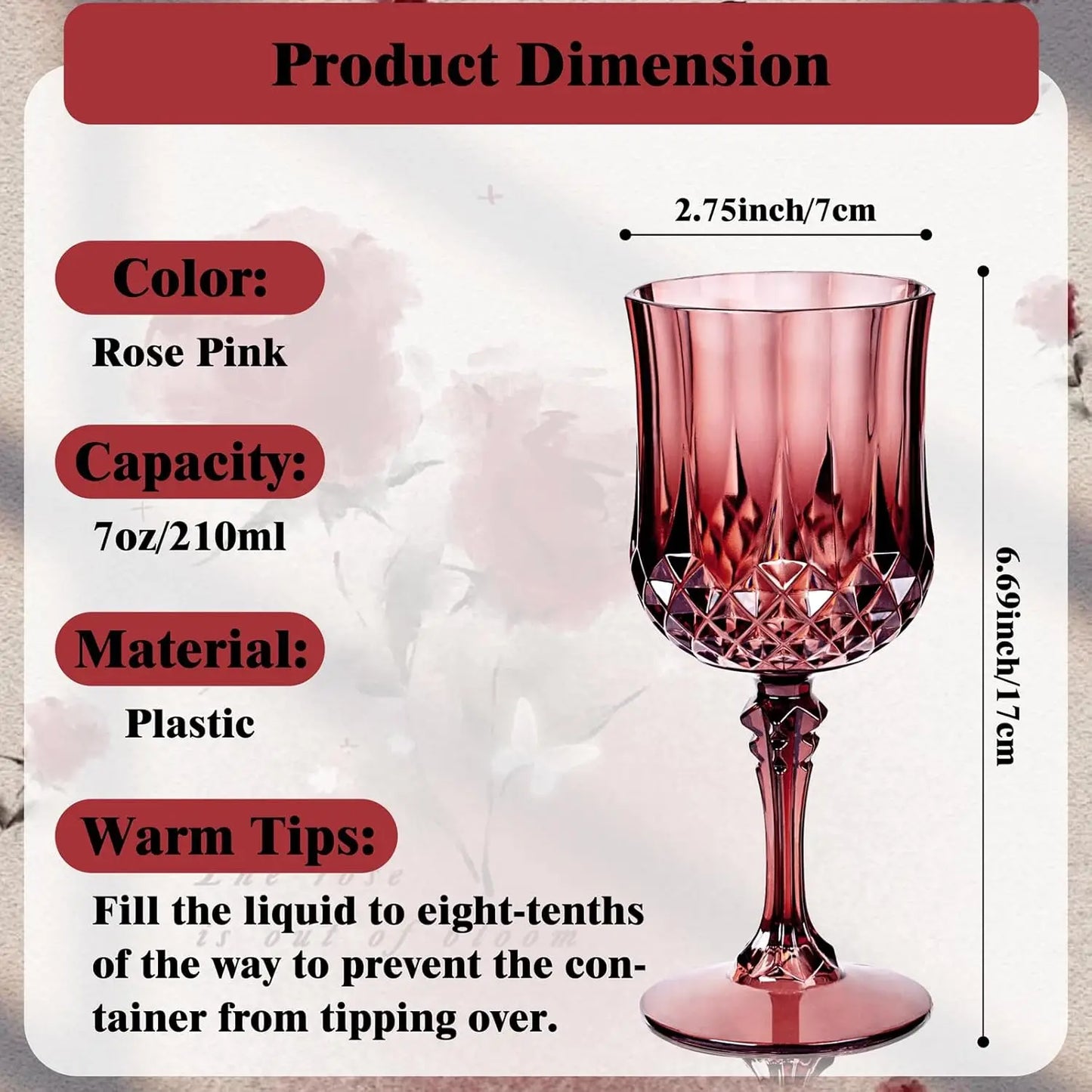 Plastic Wine Glasses 24 Piece Disposable Goblets for Parties