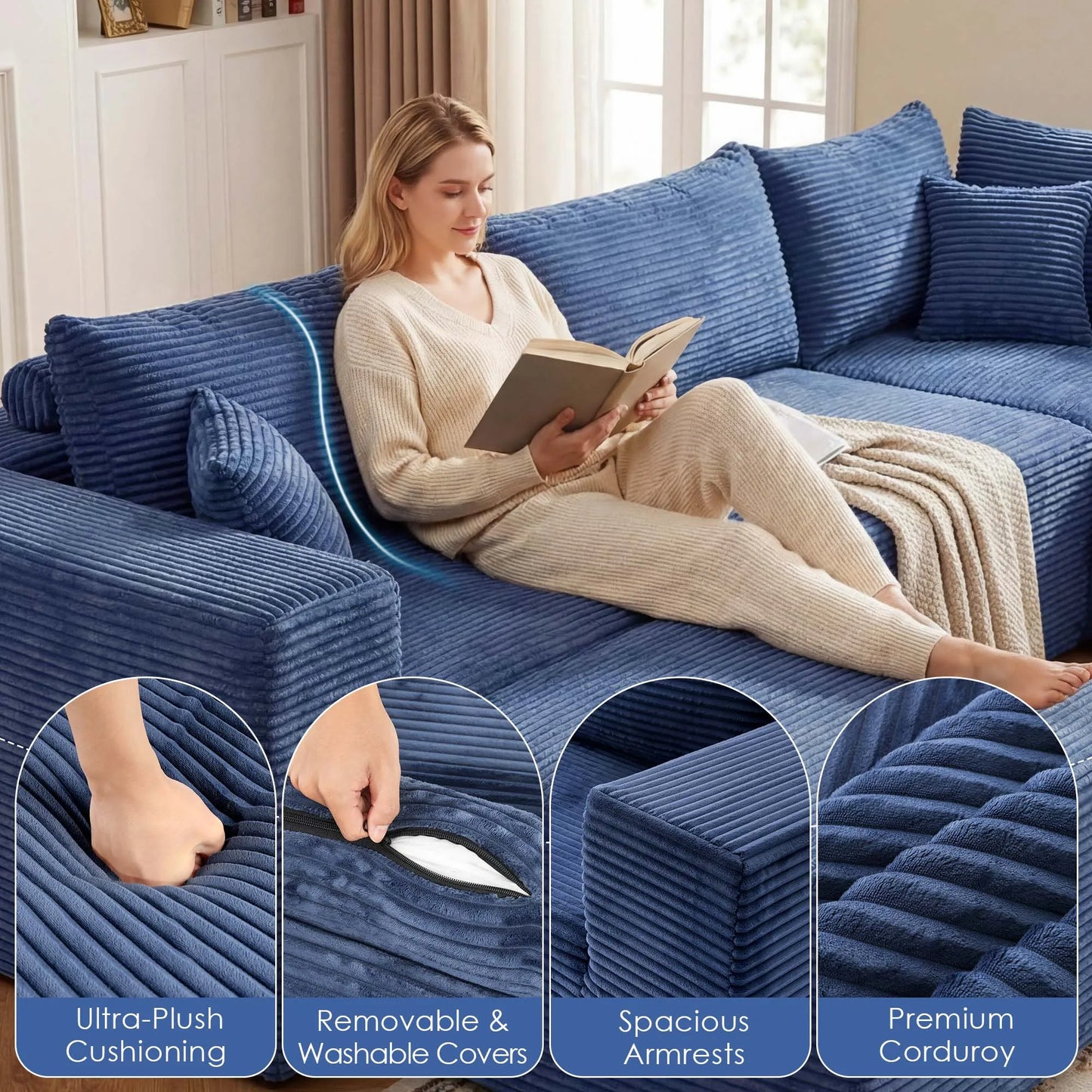 Redlife Boneless Modular Sectional Sofa With Ottoman