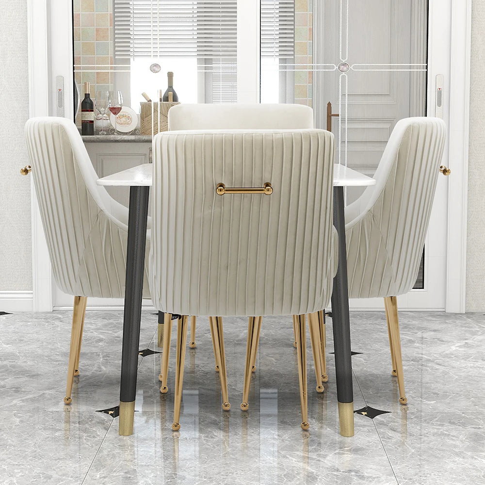 Modern Glam Boucle Velvet Dining Vanity Chair Set of 4