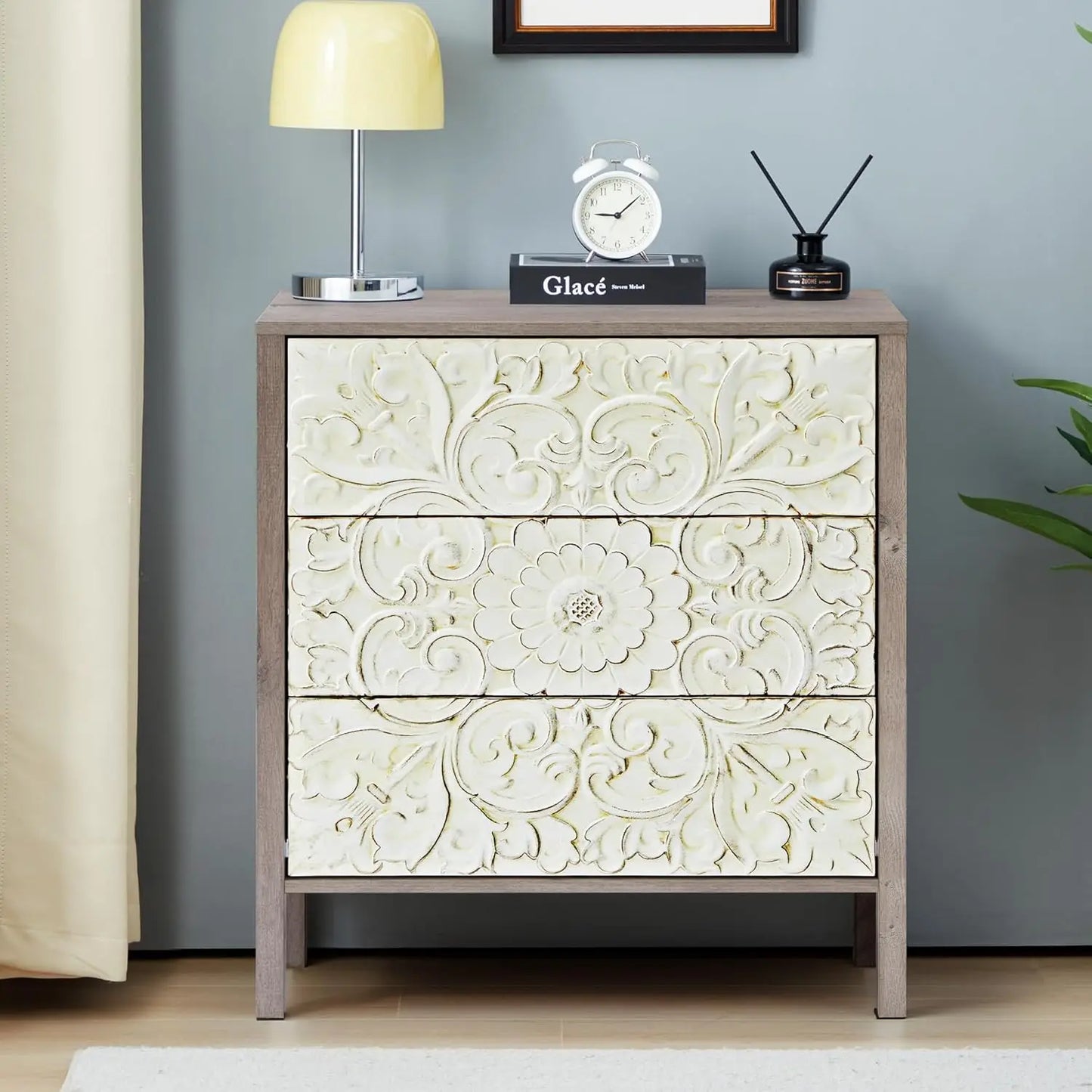 3 Drawer Dresser Vintage French Chest of Drawers for Storage