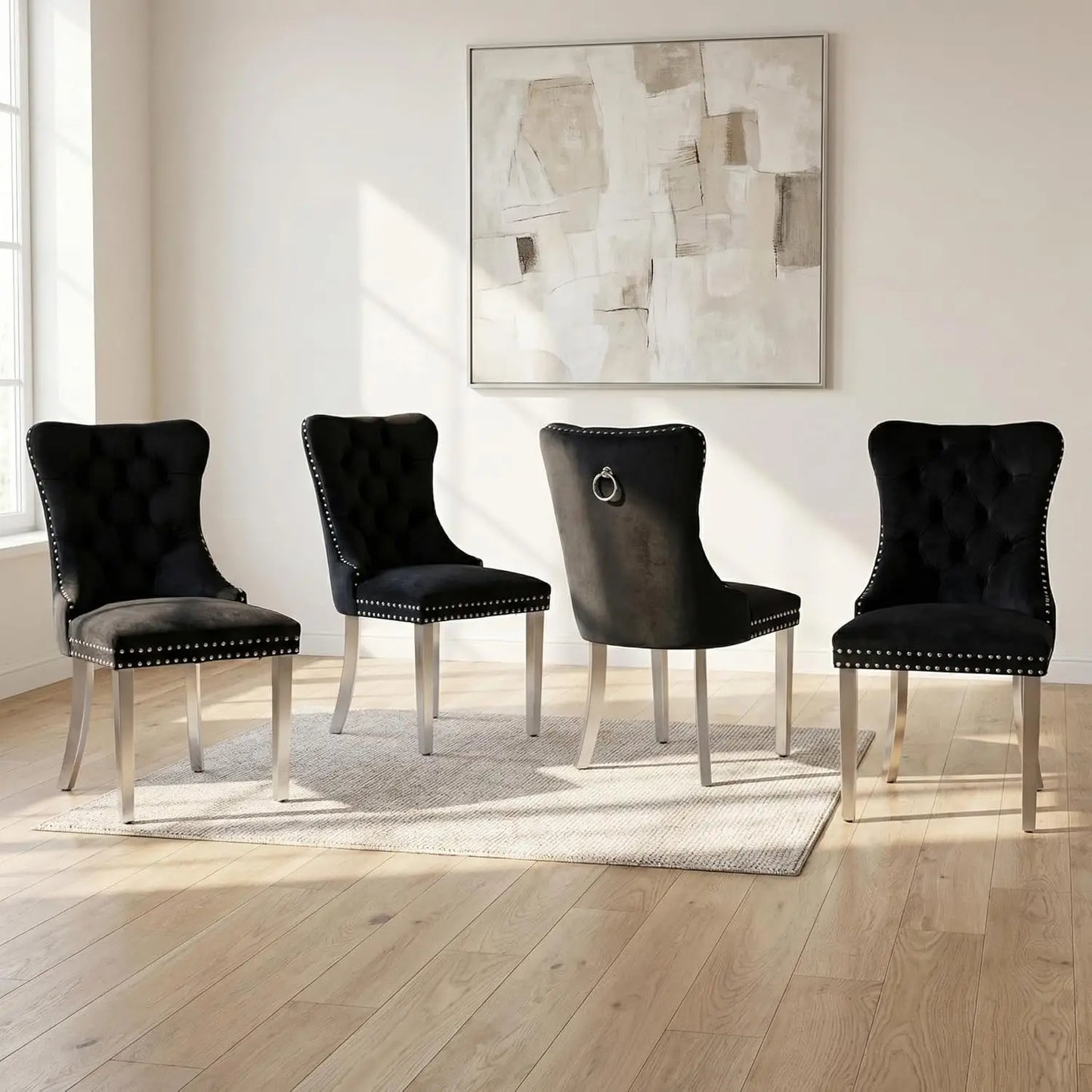 Modern Tufted Upholstered Dining Chairs Set of 4, Olive Green Velvet Dining Room Chair with Metal Legs, Sillas de, Customized