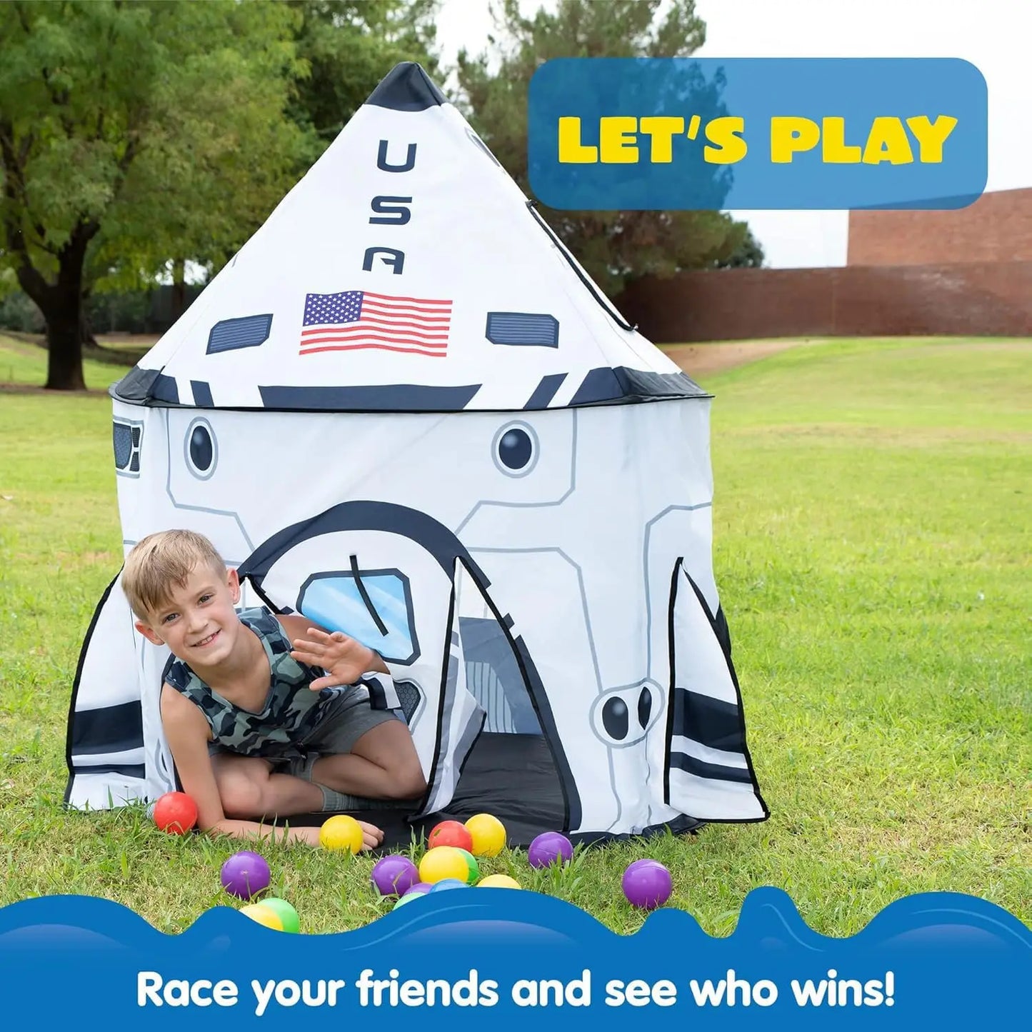 Joyfy Rocket Ship Play Tent For Kids Indoor Outdoor