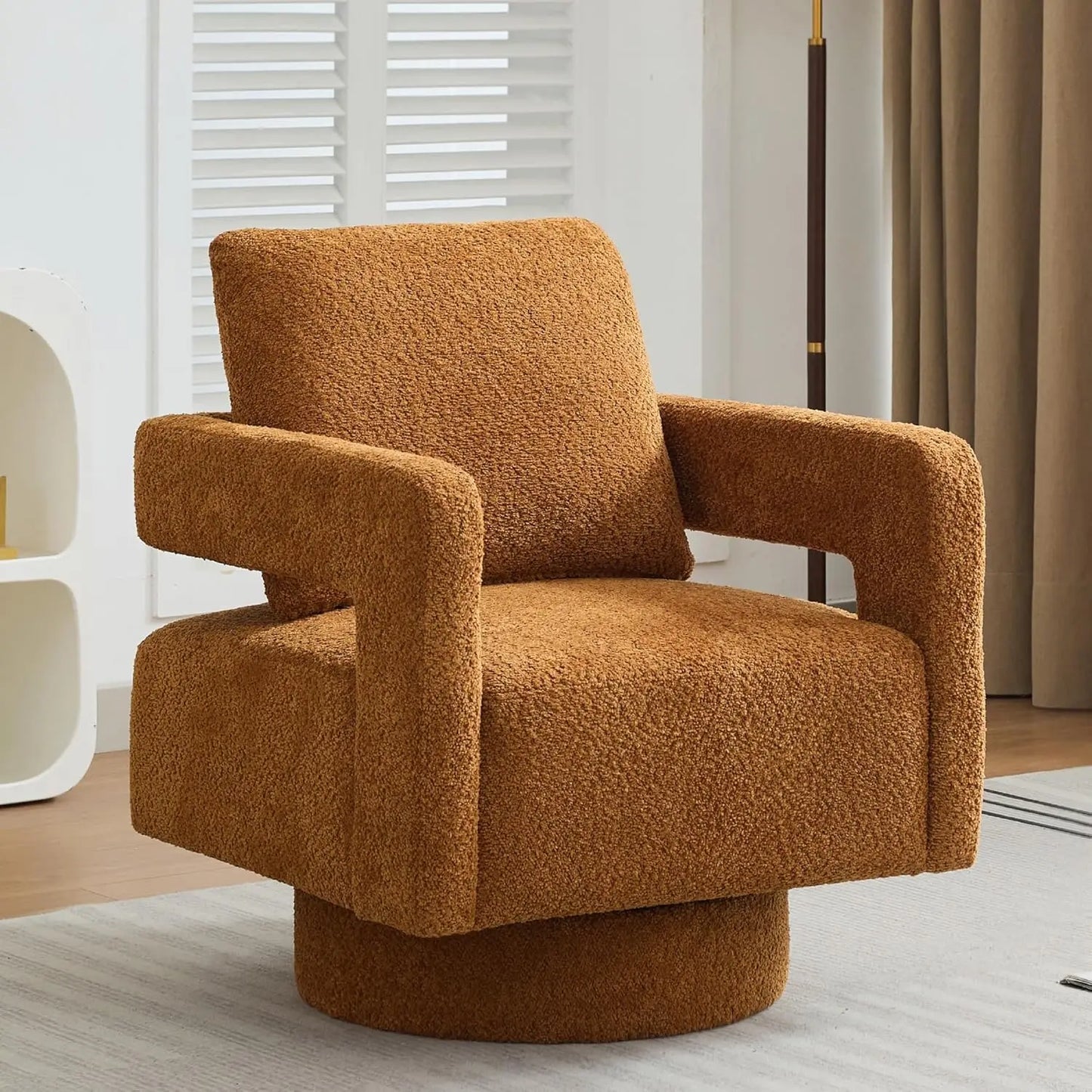Upholstered Swivel Accent Chair Set Of 2 Linen Open Back Barrel Chair Pillow
