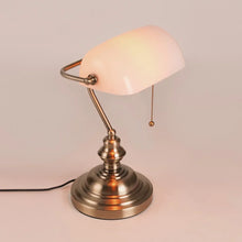 Newrays Glass Desk Lamp Banker Style Zipper Switch Night Light
