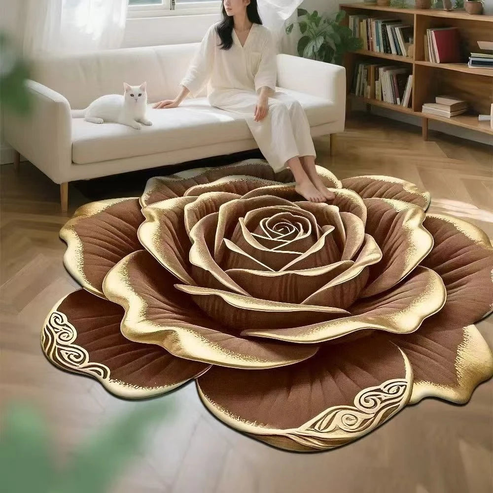 3D Flower Stereoscopic Vision Mat Anti-slip Living Room Decoration Soft Carpet Washable Lounge Rug Waterproof Rugs for Bedroom