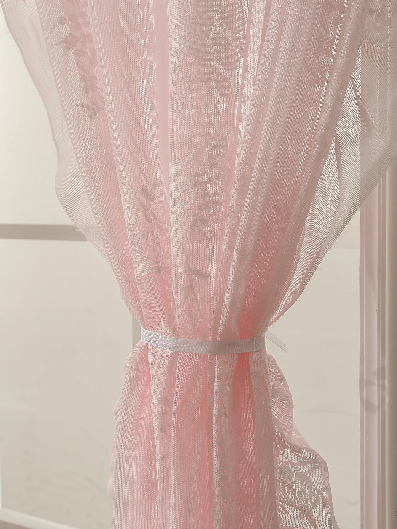 78 Inch Pink Lace Round Mirror Rod Pocket Curtains for Girls Cute Atmosphere Bedroom Balcony Home Decor Curtains