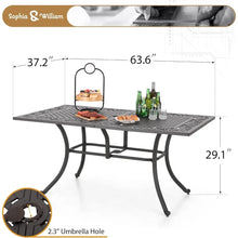 6-Person Rectangular Cast Aluminium Outdoor Dining Table, Patio Bistro Table with 2.3