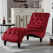 Velvet Chaise Lounge Upholstered Chair With Pillow For Living Room