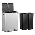 Stainless Steel Dual Trash Can With Foot Pedal For Kitchen