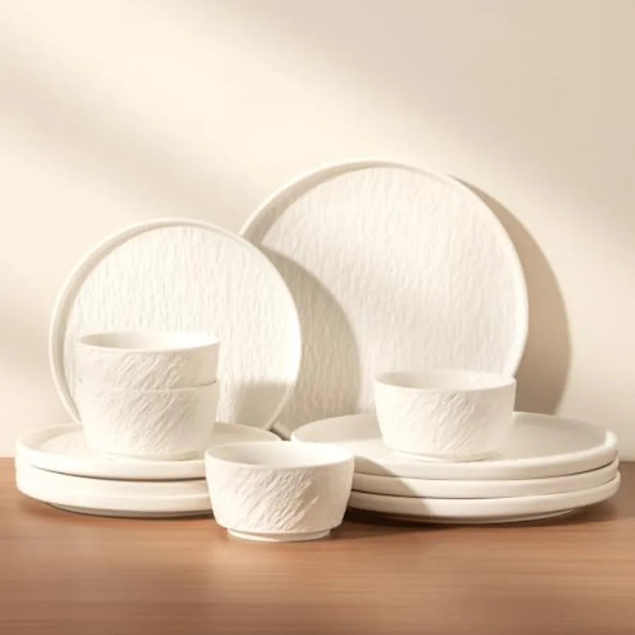Dinnerware sets plates and bowls sets modern platesCeramic Dinnerware Sets 12 Pieces Porcelain Lightweight Plates Scratch Resis