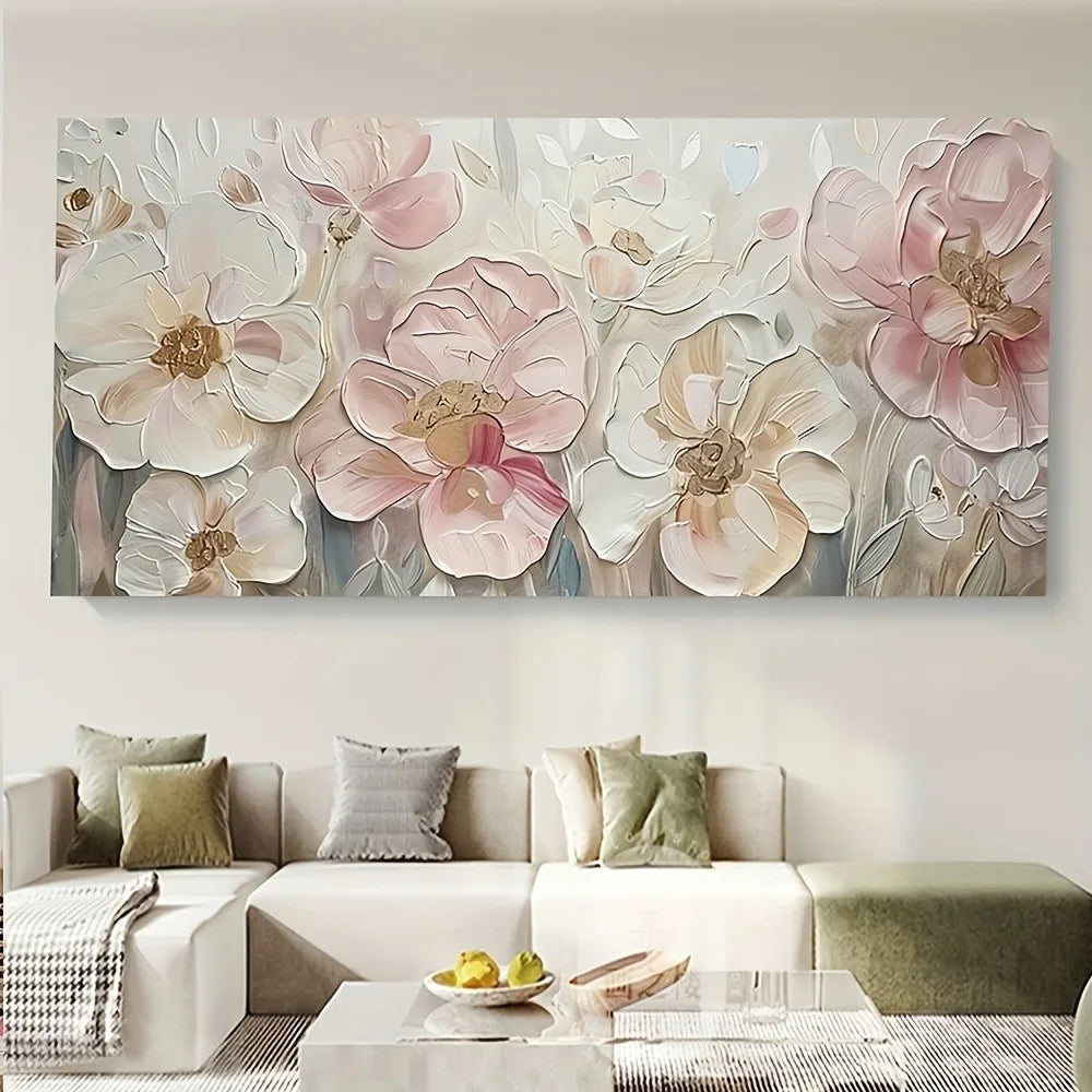 Pink floral canvas suitable for interior decoration