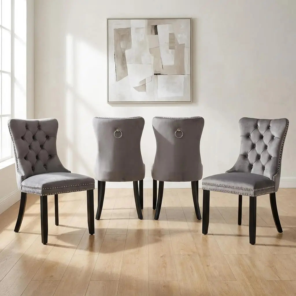 Modern Tufted Upholstered Dining Chairs Set of 4, Olive Green Velvet Dining Room Chair with Metal Legs, Sillas de, Customized