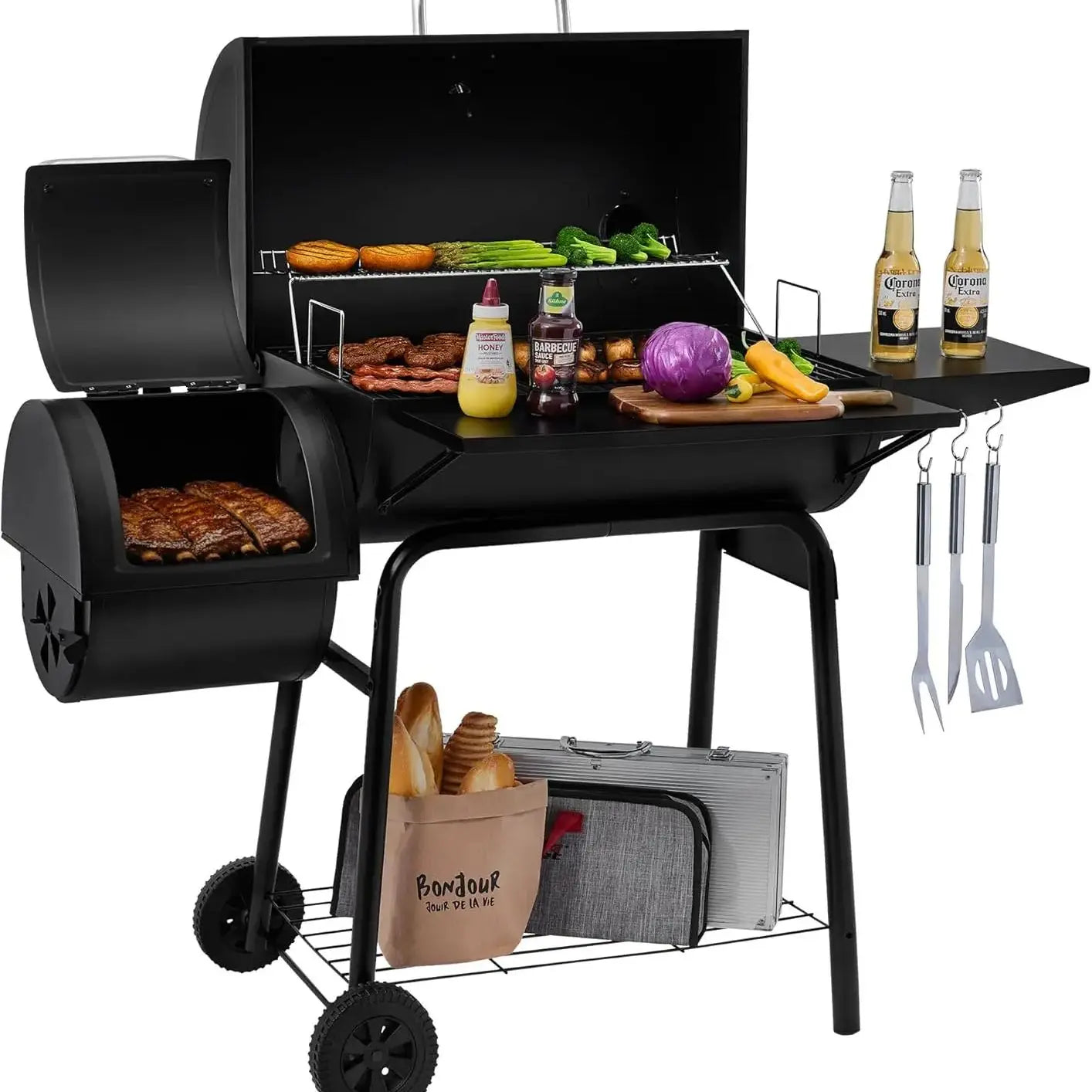Charcoal Offset Grill Smoker for Outdoor Barbecue Grill