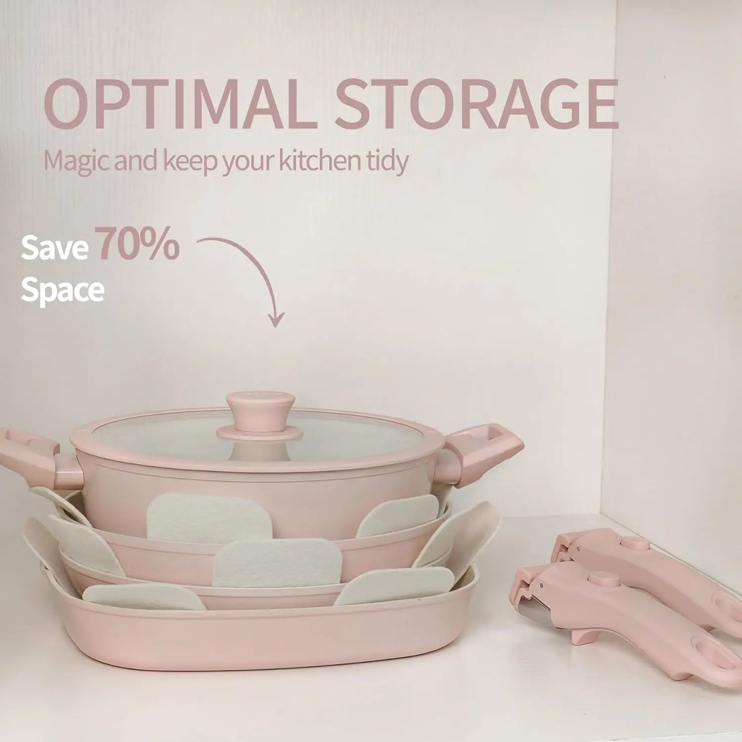 Iosn Nonstick Detachable Handle Cookware Set Induction Cooking