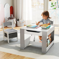 HOMASIS 4-In-1 Kids Table And Chair Set With Side Bookshelves