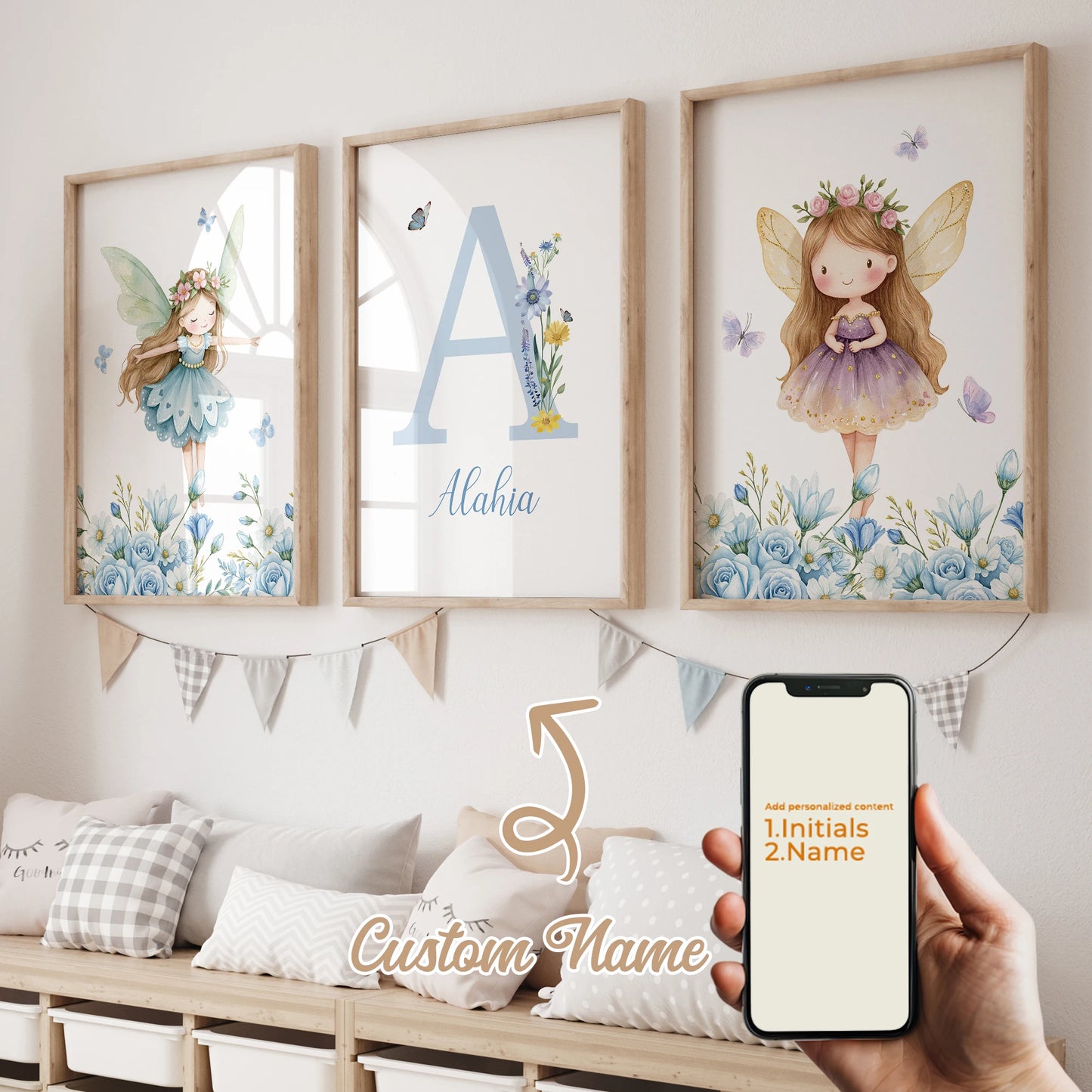 Personalized Name Custom Wall Art Print Elf Flower Butterfly Decor